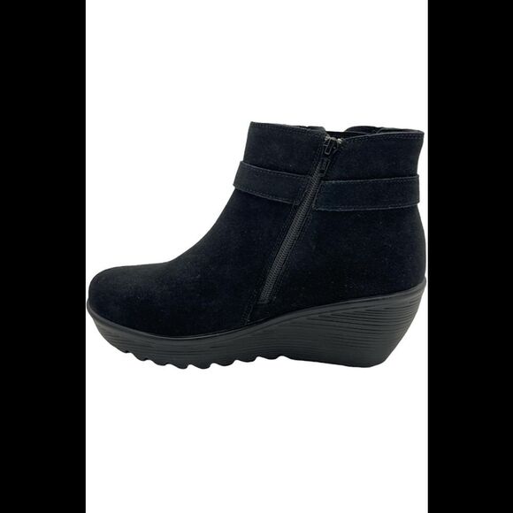 Skechers Suede Parallel Wedge Ankle Boots Day Date Black - Medium - Picture 4 of 5